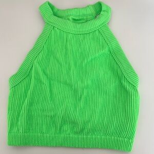AERIE Vibrant Green Ribbed Halter Top